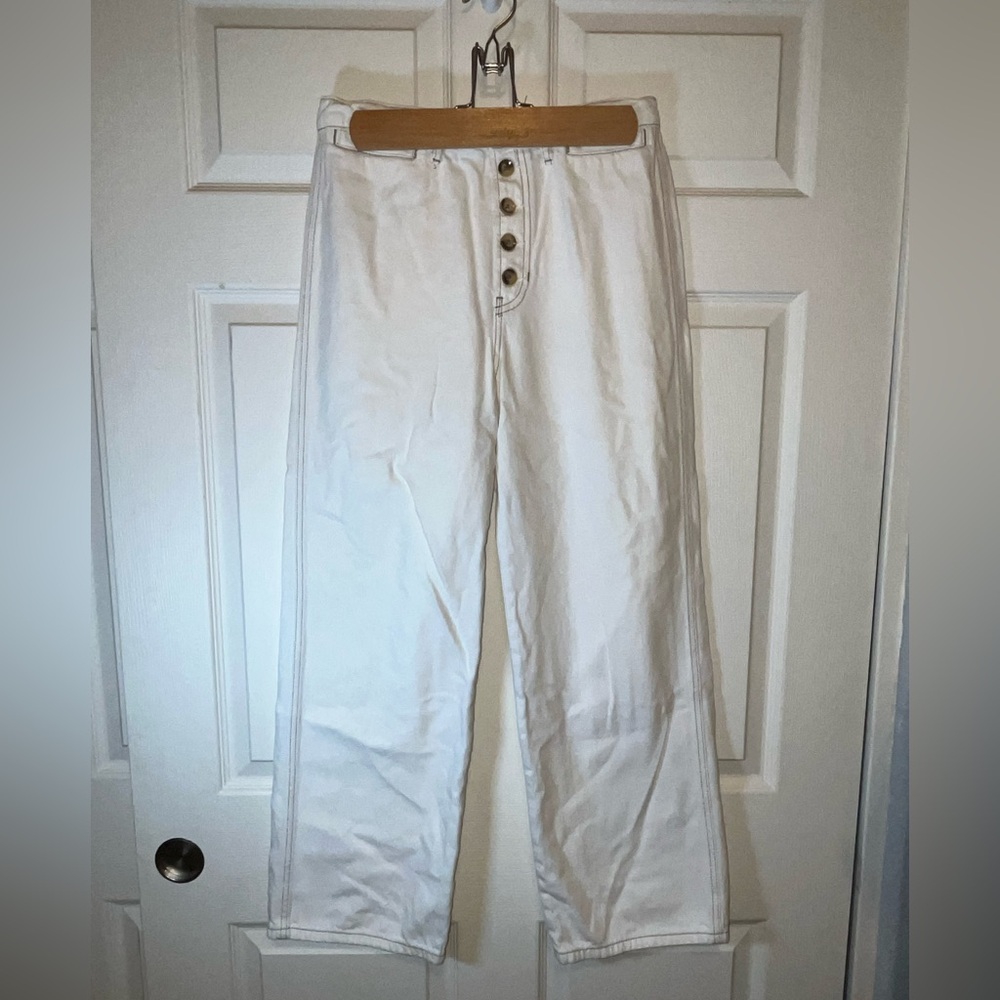 Reformation Women's White Straight Leg Pants - Picture 1 of 8
